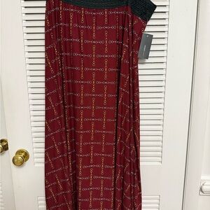 Robert Louis Burgundy and Black Maxi Skirt Equestrian Print